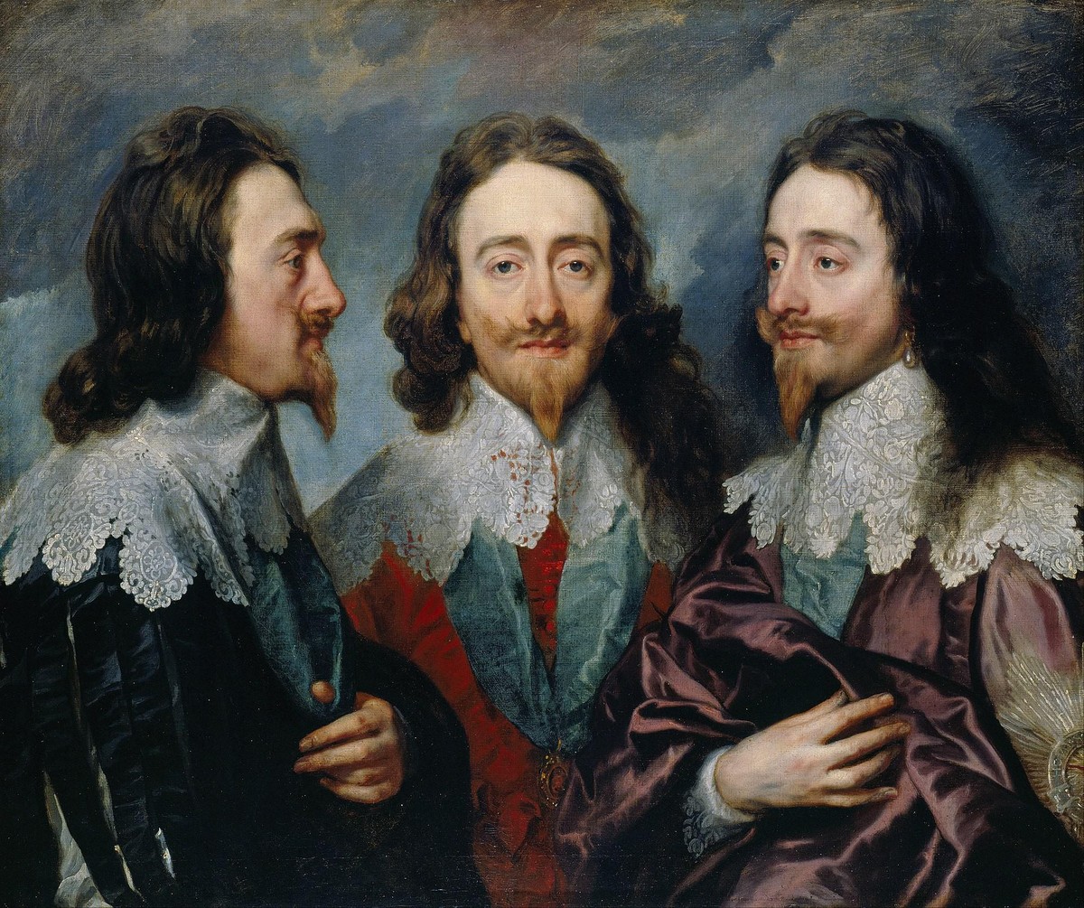Karl I. von drei Seiten, Porträt von Anthonis van Dyck, 1635/36.