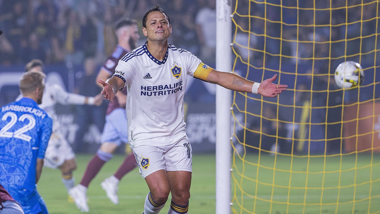 September 17, 2022, Carson, California, USA: Javier Chicharito Hernandez 14 of the L.A. Galaxy celebrates after scoring a goal during their MLS, Fussball Herren, USA Season game against the Colorado R ...