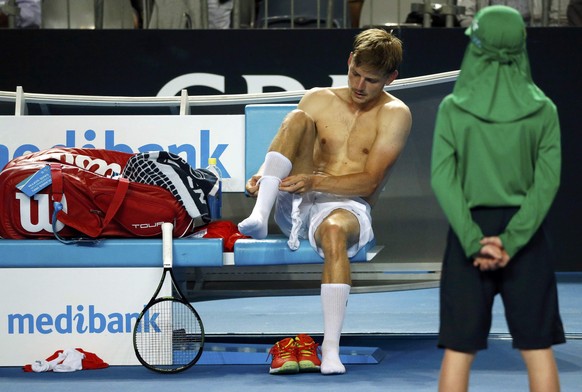 Frisches Shirt und frische Socken: Goffin kam gegen Thiem ins Schwitzen.