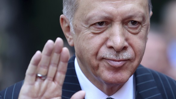 FILE - Turkey&#039;s President Recep Tayyip Erdogan waves to the crowd during a welcome ceremony in Sarajevo, Bosnia, on Sept. 6, 2022. Turkey&#039;s president has suggested his country might approve  ...