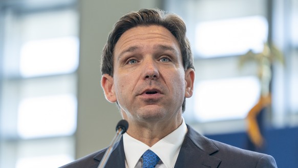 FILE - Florida Gov. Ron DeSantis speaks at the Heritage Foundation 50th Anniversary Celebration leadership summit, Friday, April 21, 2023, in Oxon Hill, Md. DeSantis? oversight board of Disney World h ...