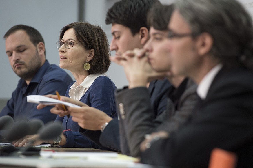 Regula Rytz bei der Medienkonferenz zur Referendumsankündigung zum neuen Nachrichtendienstgesetz vergangene Woche im Medienzentrum in Bern.