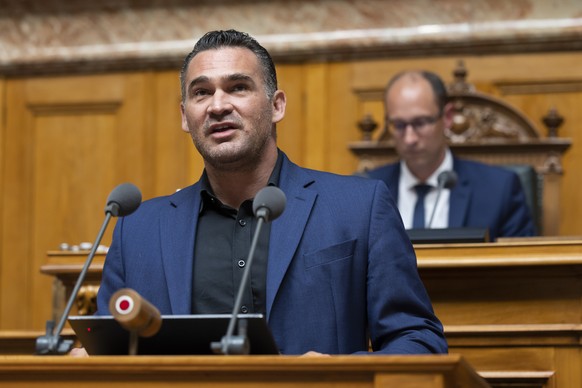 Marcel Dobler, FDP-SG, spricht waehrend der Debatte um die digitale Transformation im Gesundheitswesen, waehrend der Sondersession der Eidgenoessischen Raete, am Mittwoch, 3. Mai 2023, in Bern. (KEYST ...