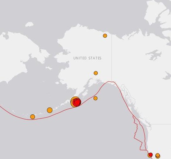 Das Epizentrum befindet sich im südlichen Alaska.