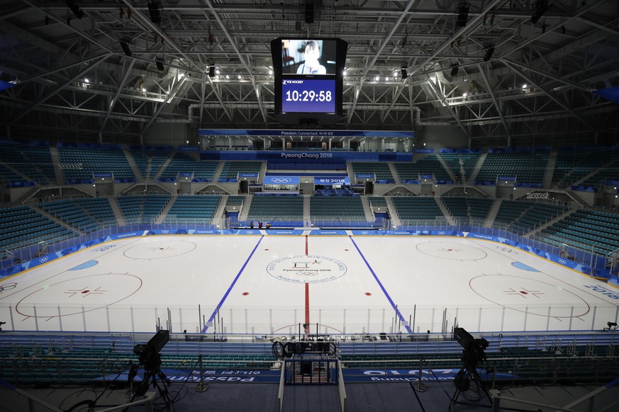 A general view of the Gangneung Hockey Center is seen ahead of the 2018 Winter Olympics in Gangneung, South Korea, Tuesday, Feb. 6, 2018. (AP Photo/Jae C. Hong)