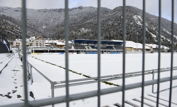 Das Stade Sous-Ville in Baulmes hat sicherlich seinen Reiz, vielleicht nicht gerade an einem verschneiten Wintertag.<br data-editable="remove">