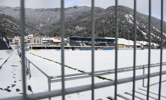 Das Stade Sous-Ville in Baulmes hat sicherlich seinen Reiz, vielleicht nicht gerade an einem verschneiten Wintertag.