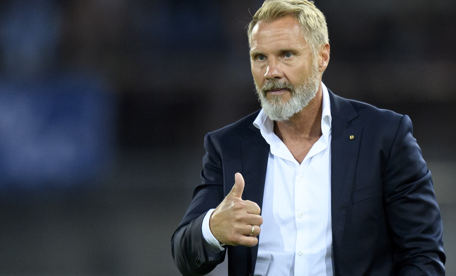 L&#039;entraineur zuerichois Thorsten Fink lors de la rencontre de football de Super League entre le FC Lausanne-Sport, LS, et le Grasshopper Club Zuerich, GC, ce samedi 28 avril 2018 au stade olympiq ...