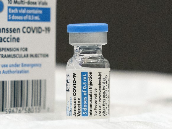 FILE - This March 3, 2021 file photo shows a vial of the Johnson &amp; Johnson COVID-19 vaccine at a hospital in Bay Shore, N.Y. U.S. regulators expect to rule Wednesday, Oct. 20, 2021 on authorizing  ...