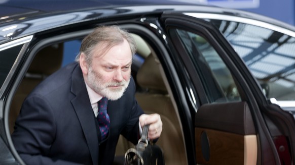 Tim Barrow, the UK Permanent Representative to the EU, arrives at the Europa building in Brussels on Wednesday, March 29, 2017. British Prime Minister Theresa May has signed a letter invoking Article  ...