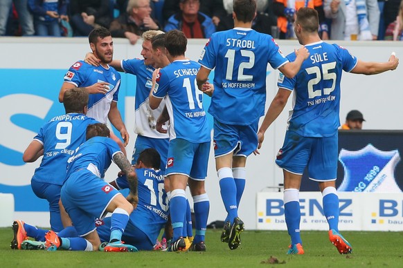 Hier jubelt der neue Tabellenzweite Hoffenheim.