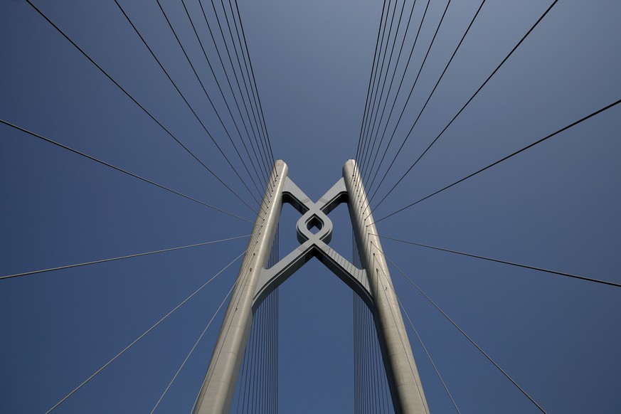 The Hong Kong-Zhuhai-Macau Bridge is seen, in Zhuhai city, south China&#039;s Guangdong province, Wednesday, March 28, 2018. The Hong Kong-Zhuhai-Macau Bridge, the world&#039;s longest cross-sea proje ...