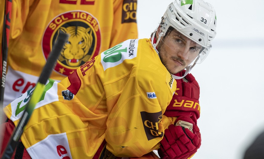 Tigers Keijo Weibel waehrend einem Vorbereitungsspiel der National League zwischen den SCL Tigers und den Rapperswil-Jona Lakers, am Samstag 26. September 2020, im Ilfisstadion in Langnau. (KEYSTONE/M ...