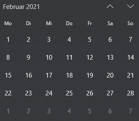 Kalender Februar 2021 Satisfaction