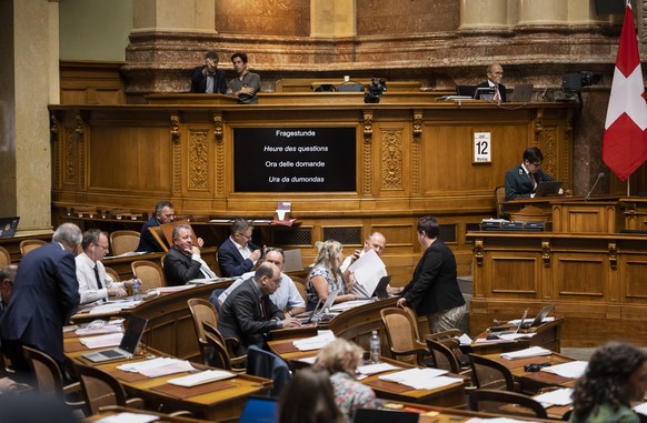 Die Fragestunde ist im Gang, an der Sommersession der Eidgenoessischen Raete, am Montag, 12. Juni 2023 im Nationalrat in Bern. (KEYSTONE/Alessandro della Valle)