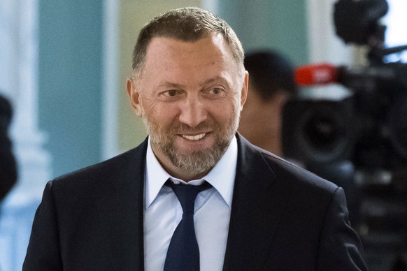 FILE - Russian metals magnate Oleg Deripaska attends a meeting of Russian President Vladimir Putin and Turkish President Recep Tayyip Erdogan, outside St. Petersburg, Russia, Aug. 9, 2016. Deripaska,  ...