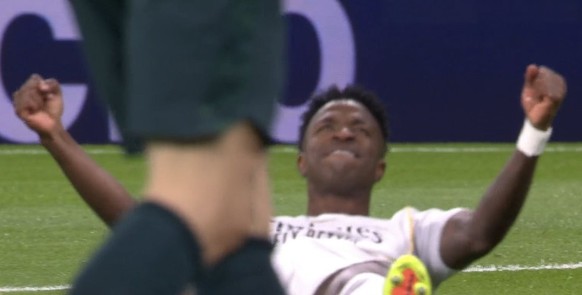 Vinicius freut sich über einen Penalty, der keiner war.