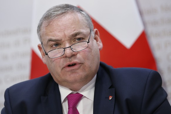 Jean-Philippe Gaudin, Direktor NDB, spricht an einer Medienkonferenz ueber den Lagebericht ãSicherheit Schweiz 2019Ò, am Freitag, 24. Mai 2019, in Bern. (KEYSTONE/Peter Klaunzer)