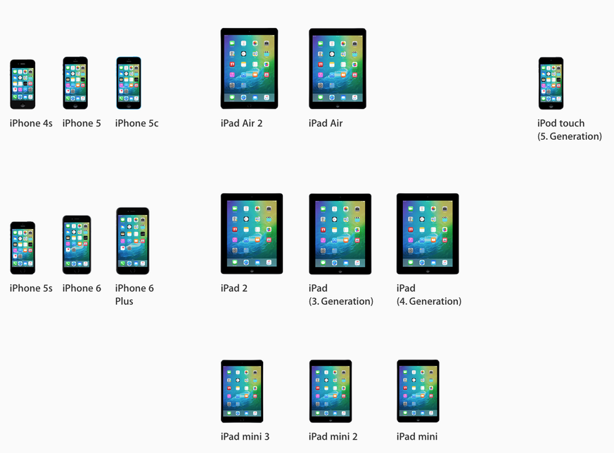 Mit diesen Apple-Geräten ist iOS 9 kompatibel.