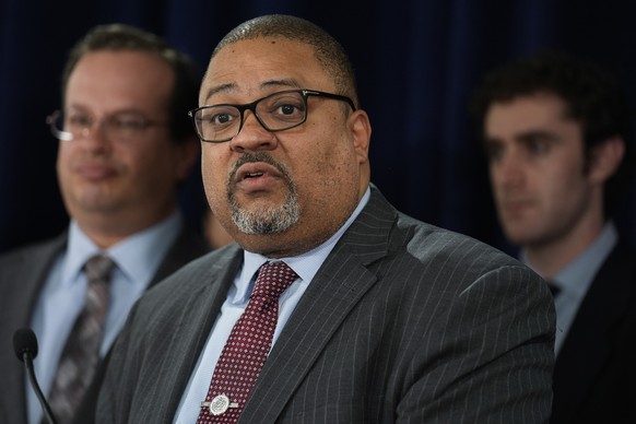 Manhattan District Attorney Alvin Bragg speaks to the media after a jury found former President Donald Trump guilty on 34 felony counts of falsifying business records, Thursday, May 30, 2024, in New Y ...