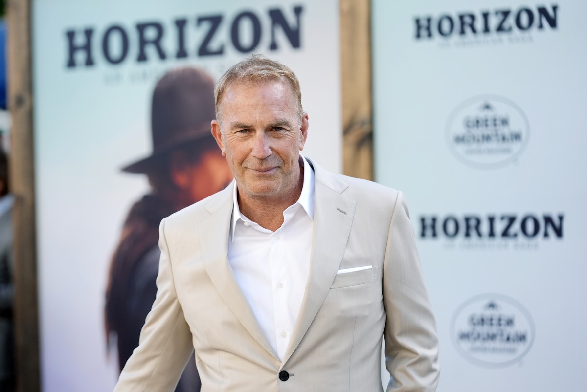Kevin Costner, the director, co-writer and star of "Horizon: An American Saga," poses at the premiere of the film at the Regency Village Theatre, Monday, July 24, 2024, in Los Angeles. (AP P ...