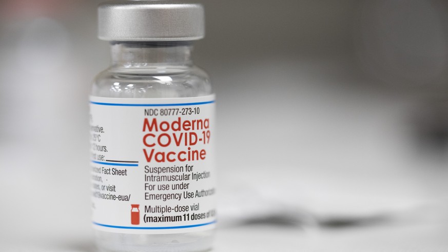 FILE- A vial of the Moderna COVID-19 vaccine is displayed on a counter at a pharmacy in Portland, Ore., on, Dec. 27, 2021. On Friday, June 3, 2022, The Associated Press reported on stories circulating ...