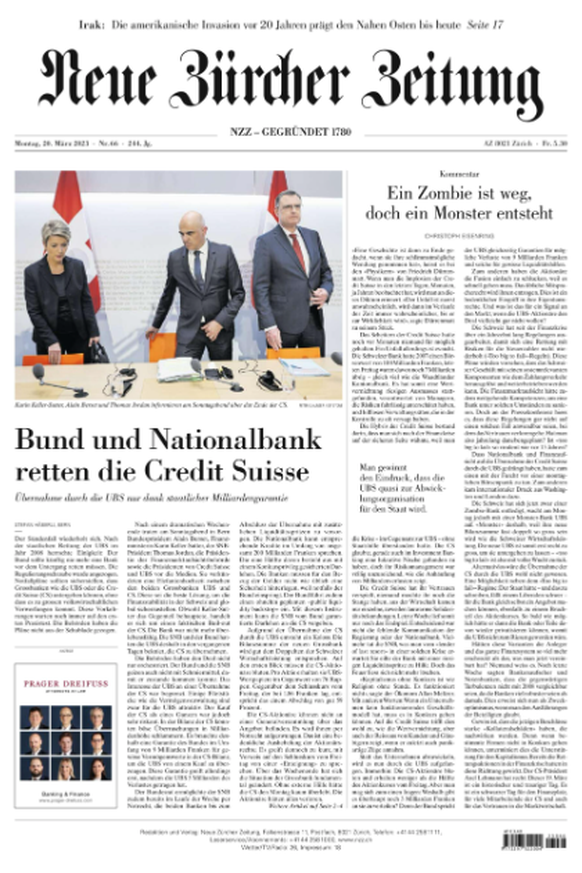 Bund und Nationalbank retten die Credit Suisse. Ein Zombie ist weg, doch ein Monster entsteht.