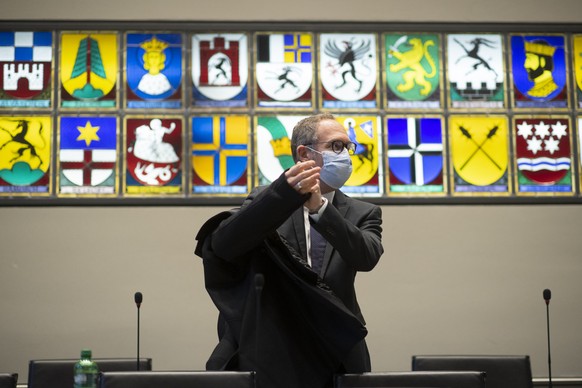 Regierungspraesident Christian Rathgeb, an einer Medienkonferenz der Buendner Regierung zum Gesamtschutzkonzept gegen das Coronavirus, aufgenommen am Freitag, 4. Dezember 2020, in Chur. (KEYSTONE/Gian ...