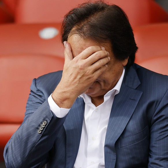FC Sions Praesident Christian Constantin beim Fussballspiel der Super League zwischen dem FC Zuerich und dem FC Sion im Letzigrund Stadion in Zuerich am Sonntag, 3. Oktober 2021. .(KEYSTONE/Michael Bu ...
