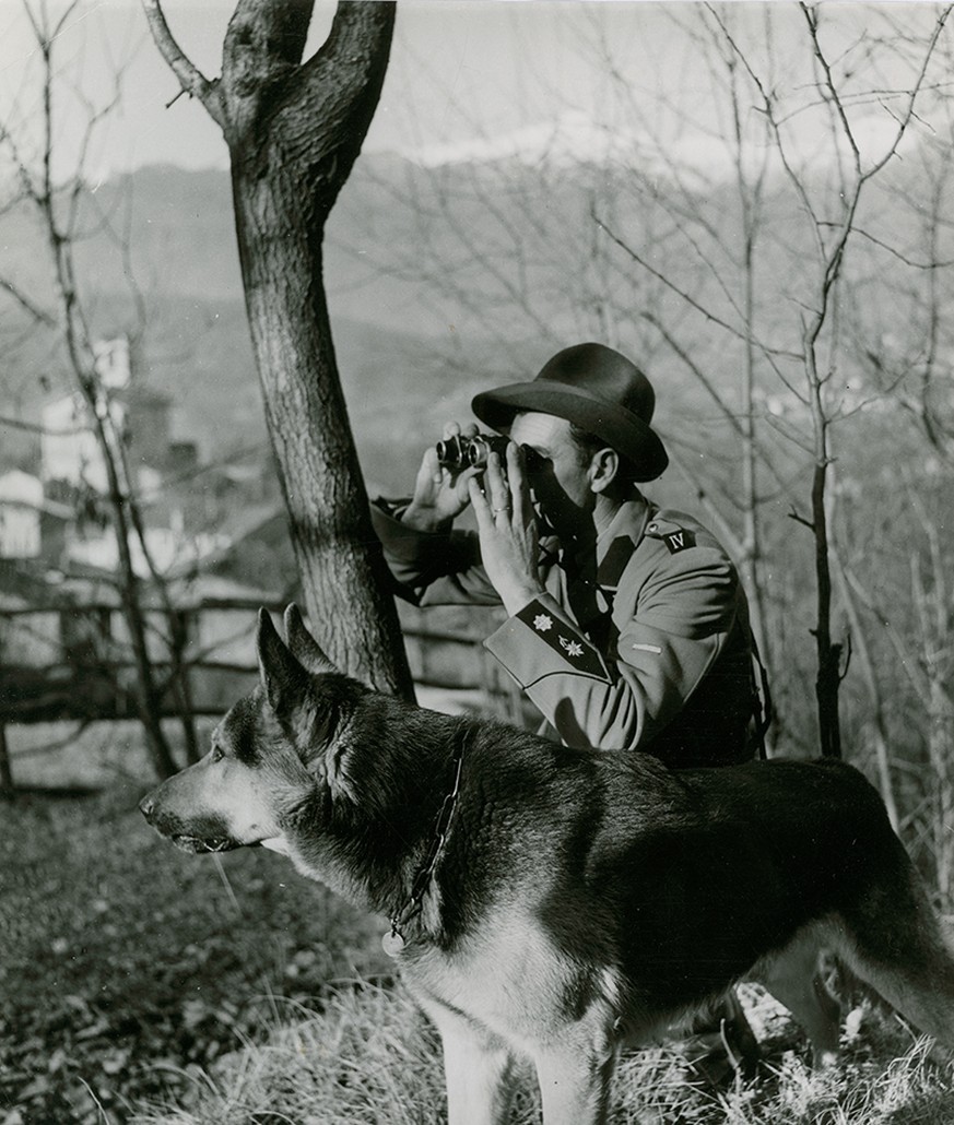 Grenzwächter mit Hund auf einer Patrouille in Cadro.