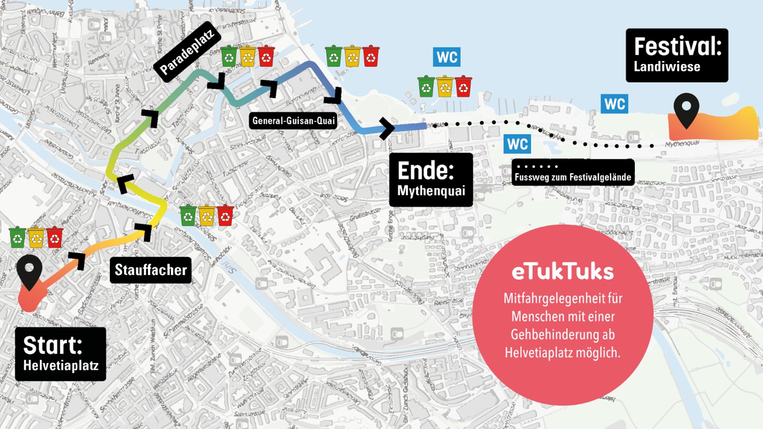 Zurich Pride am 15. Juni 2024: Der Plan und die Route des Festival-Demo-Umzugs