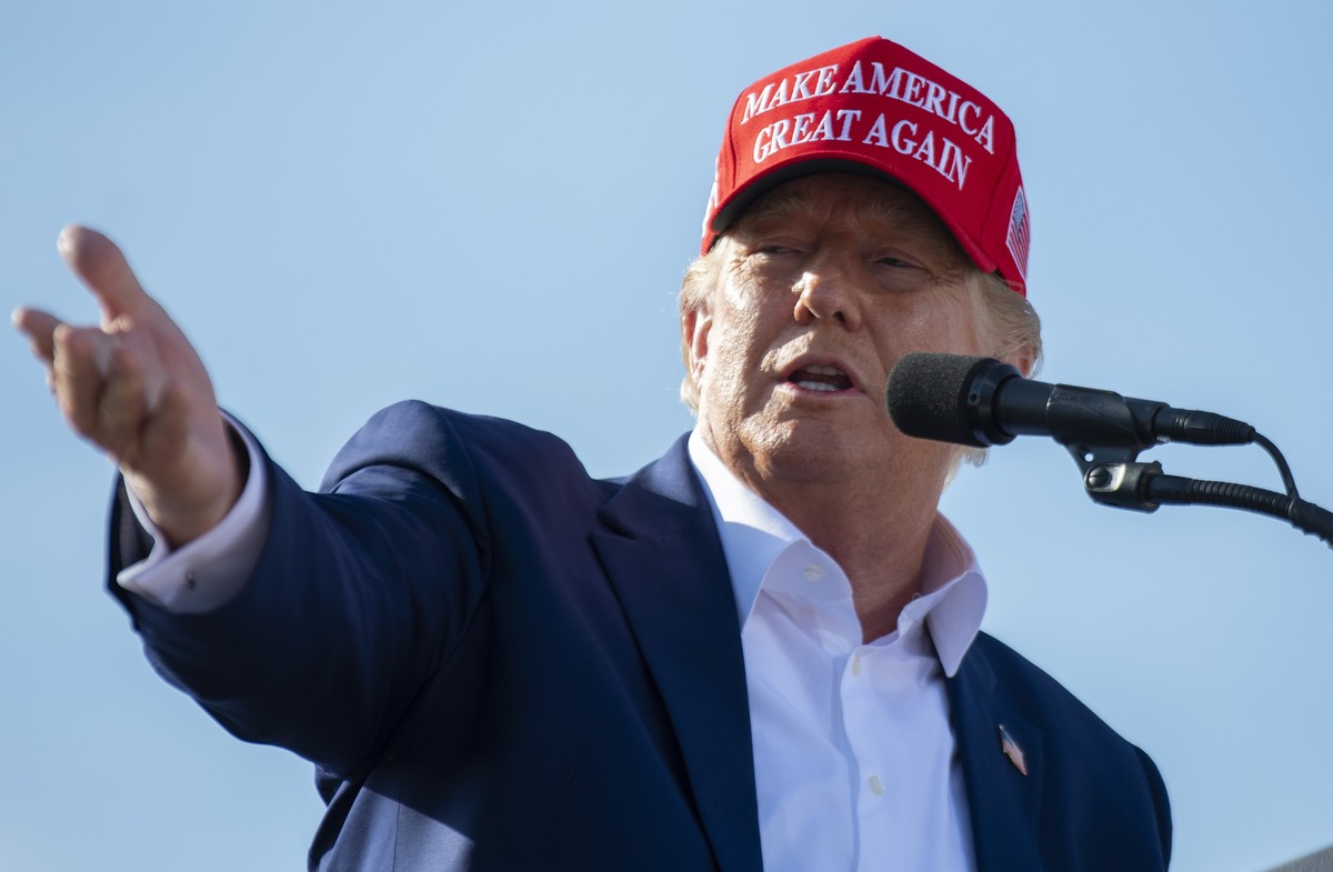 FILE - Former President Donald Trump speaks from the podium during a rally, Sunday, May 1, 2022, in Greenwood, Neb. In a court appeal, a lawyer for Trump said Monday, May 2, 2022, it is