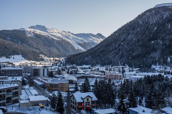 epa08143898 A general view over Davos with the congress center during the 50th annual meeting of the World Economic Forum (WEF) in Davos, Switzerland, 20 January 2020. The meeting brings together entr ...