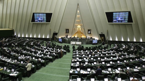 A general view of the Iranian parliament, two days after parliamentary runoff elections, in Tehran, Iran, Sunday, May 6, 2012. President Mahmoud Ahmadinejad&#039;s support in Iran&#039;s parliament cr ...