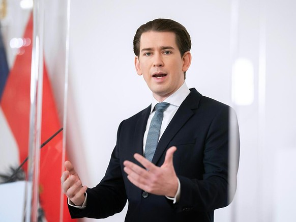 Bundeskanzler Sebastian Kurz unterrichtet die Öffentlichkeit über «Aktuelles zu Corona». Der Lockdown in Österreich wird verlängert. Foto: Georg Hochmuth/APA/dpa