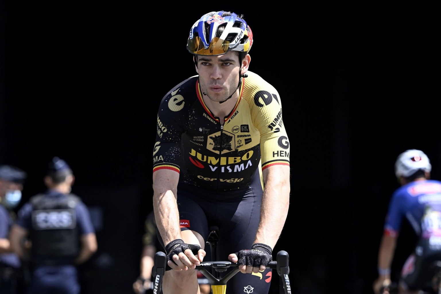 BELLEVILLE-EN-BEAUJOLAIS, FRANCE - JULY 13 : Van Aert Wout BEL of Jumbo-Visma during stage 12 of the 110th edition of the Tour de France 2023 cycling race, a stage of 169 kms with start in Roanne and  ...