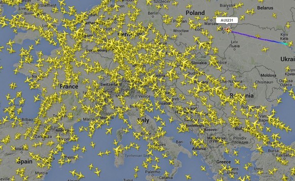 Flugbewegungen über Europa: 24.03.2015.