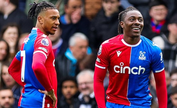 Crystal Palace v West Ham United Premier League 21/04/2024. Michael Olise 7 of Crystal Palace and Eberechi Eze 10 of Crystal Palace during the Premier League match between Crystal Palace and West Ham  ...