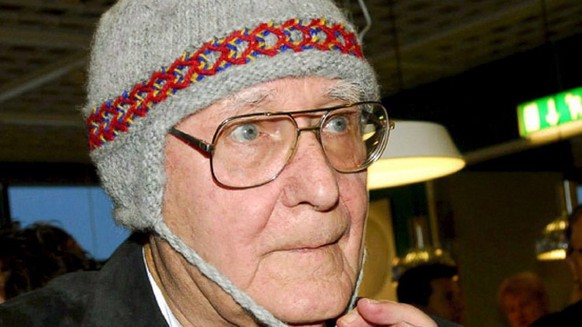 epa03731764 (FILE) A file photo dated 15 November 2006 showing founder and owner of Swedish furniture chain IKEA, Ingvar Kamprad, wearing a traditional arctic cap at the opening of a IKEA branch in Ha ...