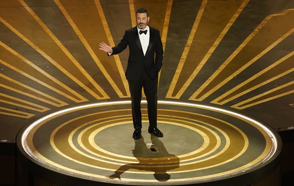 FILE - Host Jimmy Kimmel speaks at the Oscars on March 12, 2023, at the Dolby Theatre in Los Angeles. Kimmel will host the 96th Oscars on Sunday. (AP Photo/Chris Pizzello, File)
Jimmy Kimmel