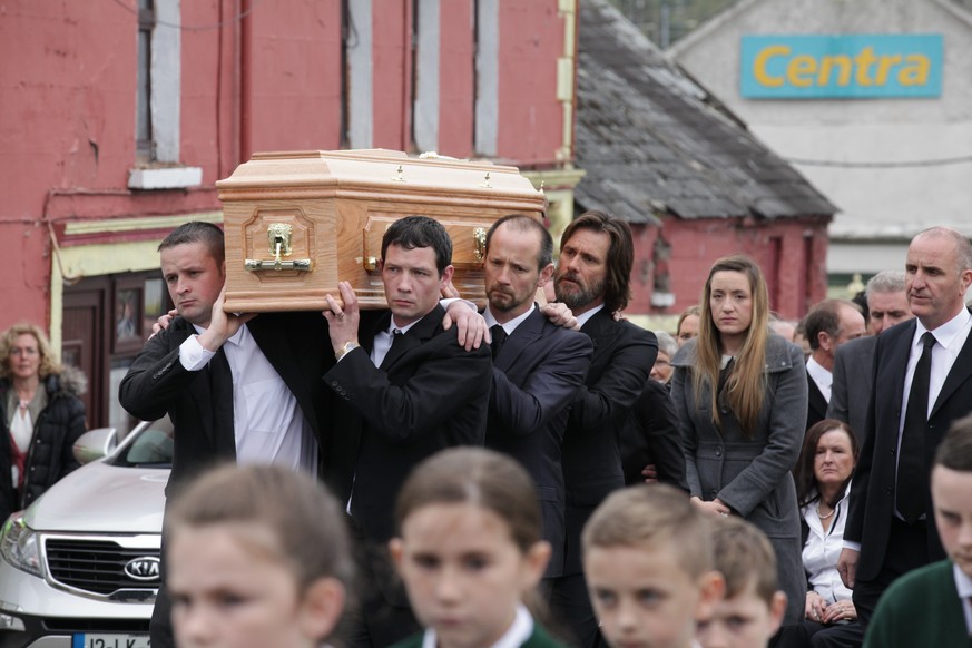 TIPPERARY, IRELAND - OCTOBER 10: Jim Carey attends The Funeral of Cathriona White on October 10, 2015 in Cappawhite, Tipperary, Ireland. (Photo by Debbie Hickey/Getty Images)