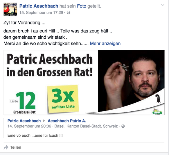 Wenn er nicht grade die Linken ins Visier nimmt, schiesst Patric Aeschbach am liebsten auf Dartscheiben.