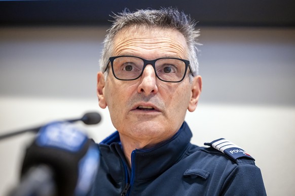 Police commander Walter Schlegel speaks during a press conference of police and army regarding security prior the annual meeting of the World Economic Forum, WEF, in Davos, Switzerland, on Friday, Jan ...