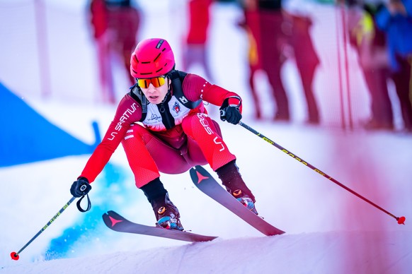 epa12651353 Jon Kistler of Switzerland in action during the Sprint race at the ISMF Ski Mountaineering World Cup, in Courchevel, France, 15 January 2026. EPA/MAXIME SCHMID