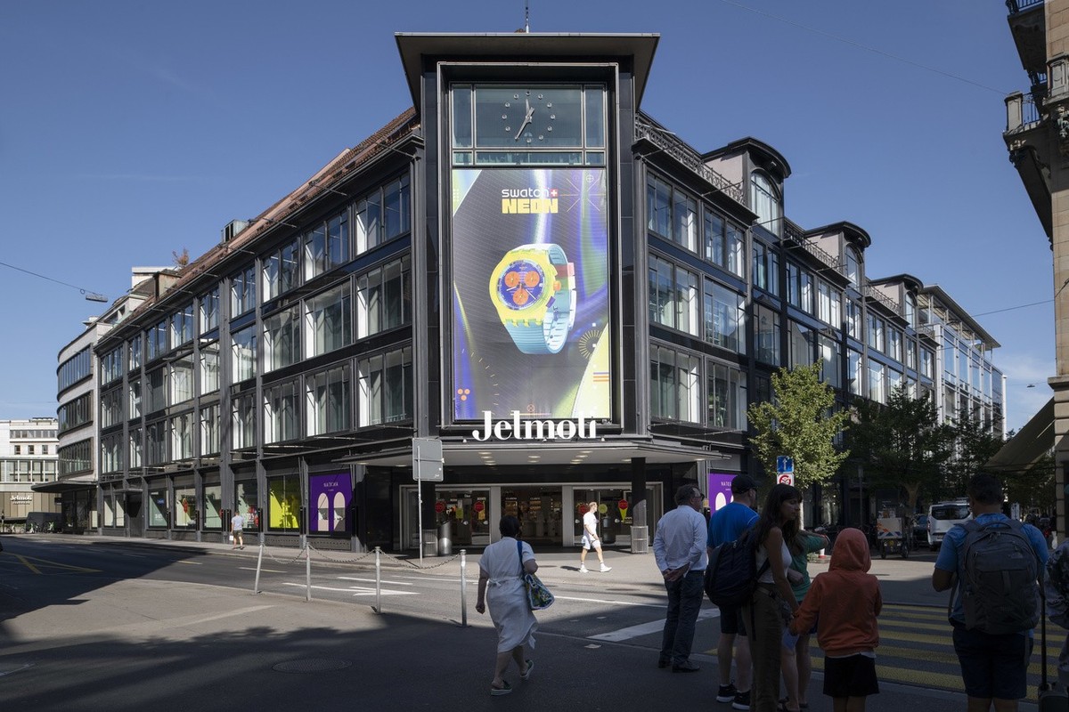 Das Warenhaus Jelmoli, fotografiert am Freitag, 9. August 2024 in Zuerich. Das Zuercher Warenhaus Jelmoli schliesst Ende 2024 ihre Tore. Wie die Besitzerin, die Immobiliengesellschaft Swiss Prime Site ...