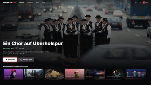 In Aufmachung, Farbe, Titel und Navigation erinnert die «Streamingplattform» deutlich an Netflix.