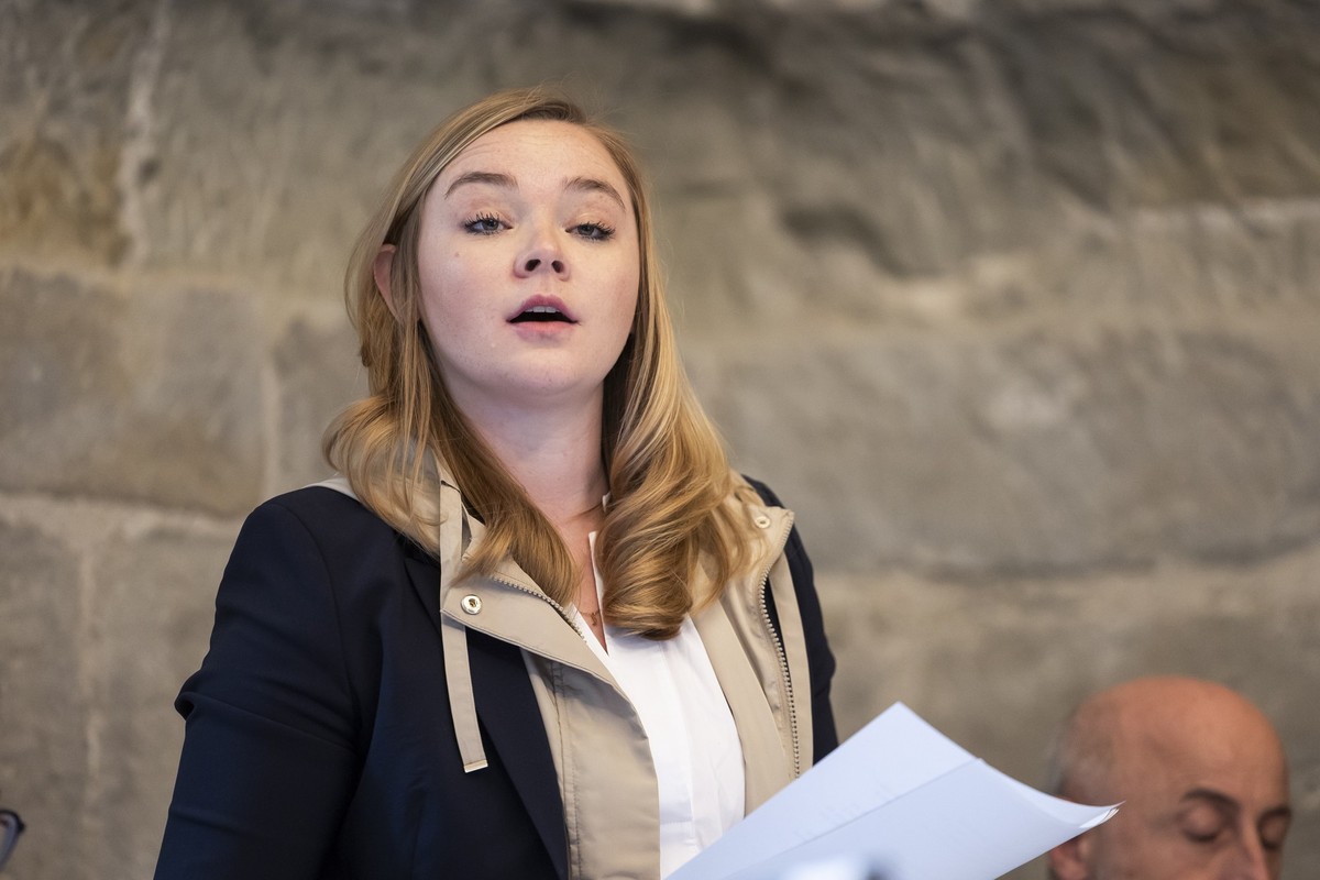 Valerie Dittli, conseillere d'Etat vaudoise, parle lors d'une conference de presse au sujet des mesures prises suite a l'analyse au sein du DFA ce vendredi, 21 mars 2025 a Lausanne. le  ...