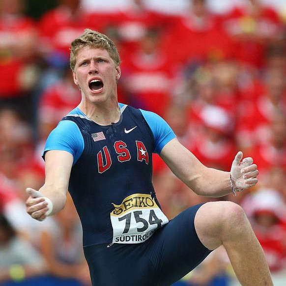 BRIXONE BRESSANONE, ITALY - JULY 11: Ryan Crouser of USA on his way to gold in the boy&#039;s shot put final during day four of the Iaaf World Youth Championships at the Bressanone Sports Complex on J ...