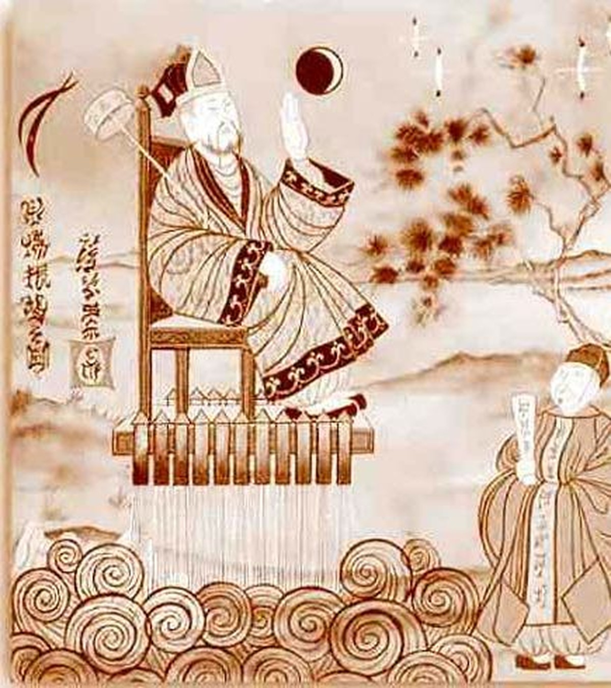 Wan Hu auf seinem Raketenstuhl