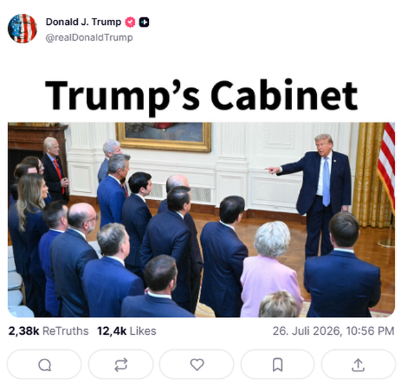 Trump Truthsocial Post: Cabinet